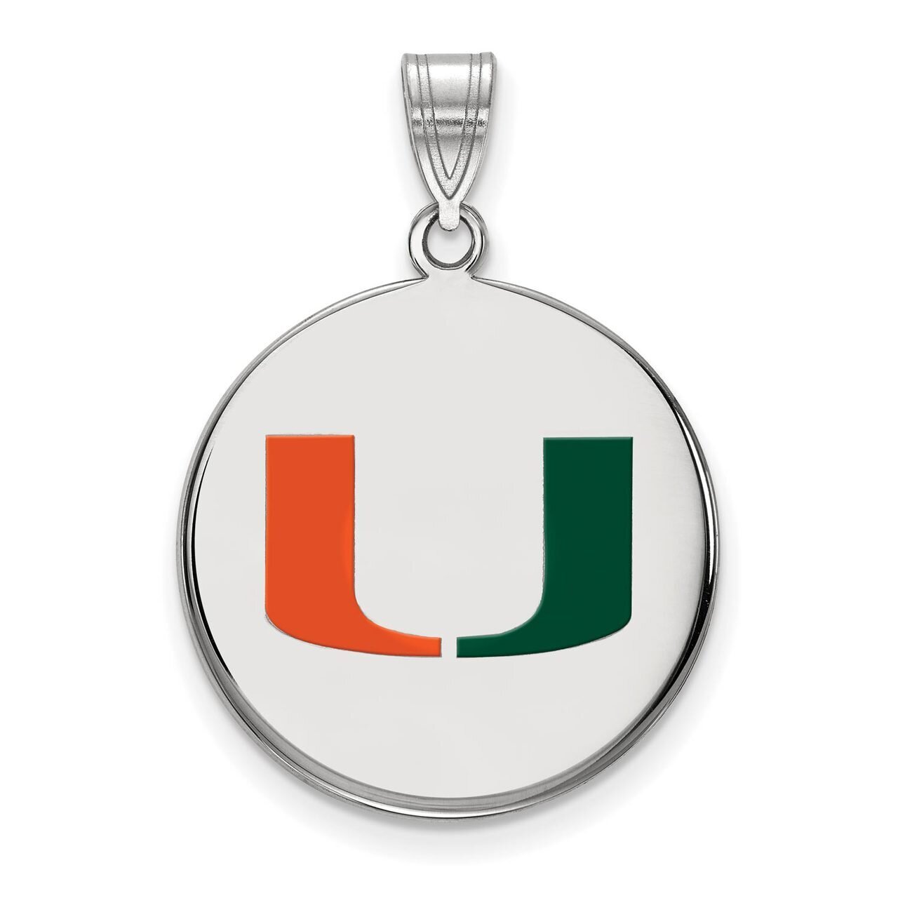 University of Miami Large Enamel Disc Pendant Sterling Silver SS042UMF, MPN: SS042UMF, 886774725741