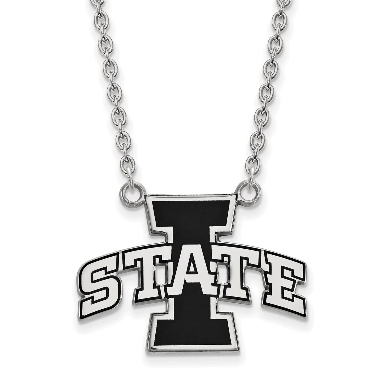 Iowa State University Large Enamel Pendant with Chain Necklace Sterling Silver SS045IAS-18