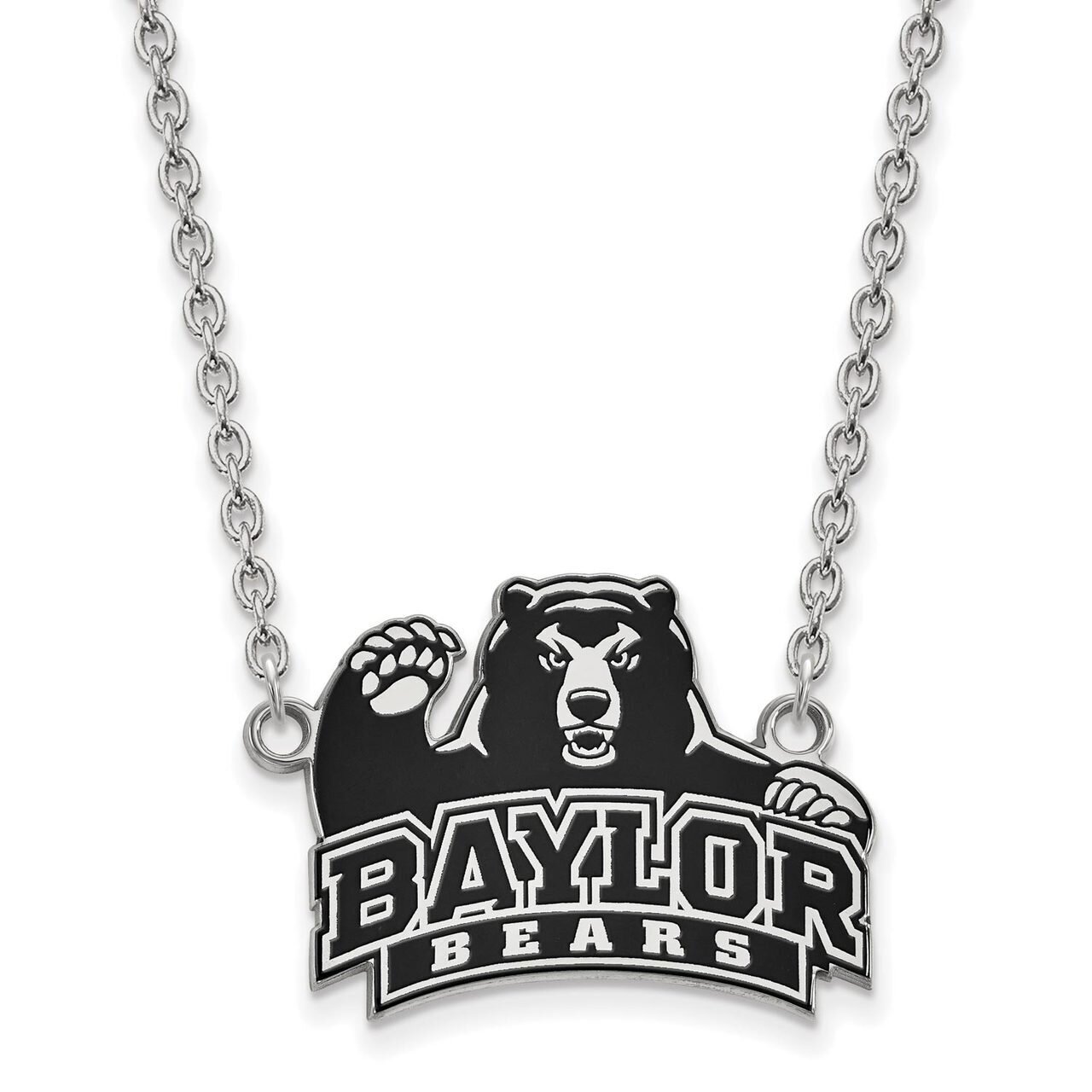 Baylor University Large Enamel Pendant with Chain Necklace Sterling Silver SS047BU-18