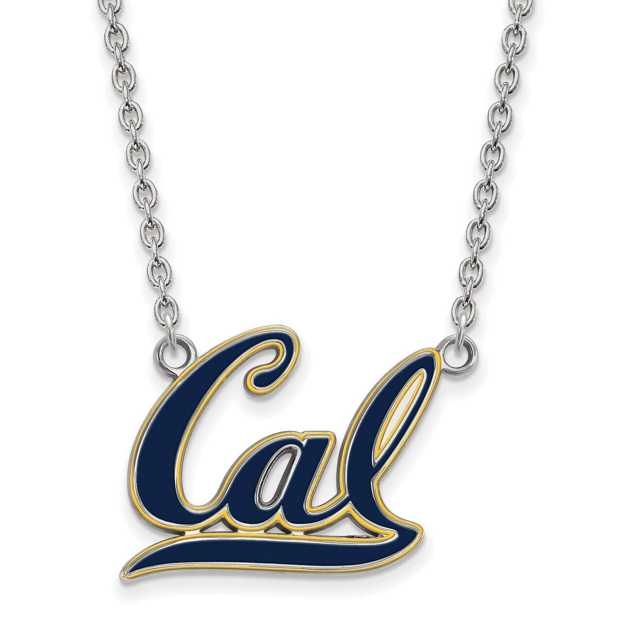 University of California Berkeley Large Enamel Pendant with Chain Necklace Sterling Silver SS047UCB…