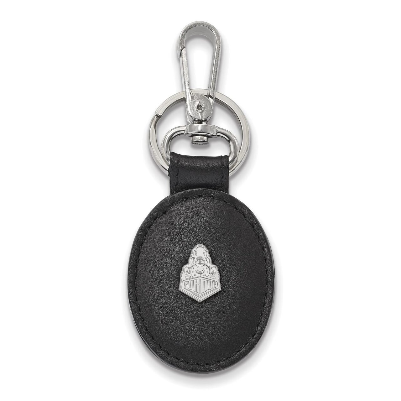 Purdue Black Leather Oval Key Chain Sterling Silver SS048PU-K1, MPN: SS048PU-K1, 886774696096