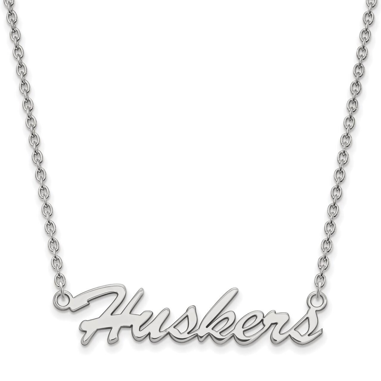 University of Nebraska Medium Pendant with Chain Necklace Sterling Silver SS048UNE-18, MPN: SS048UN…