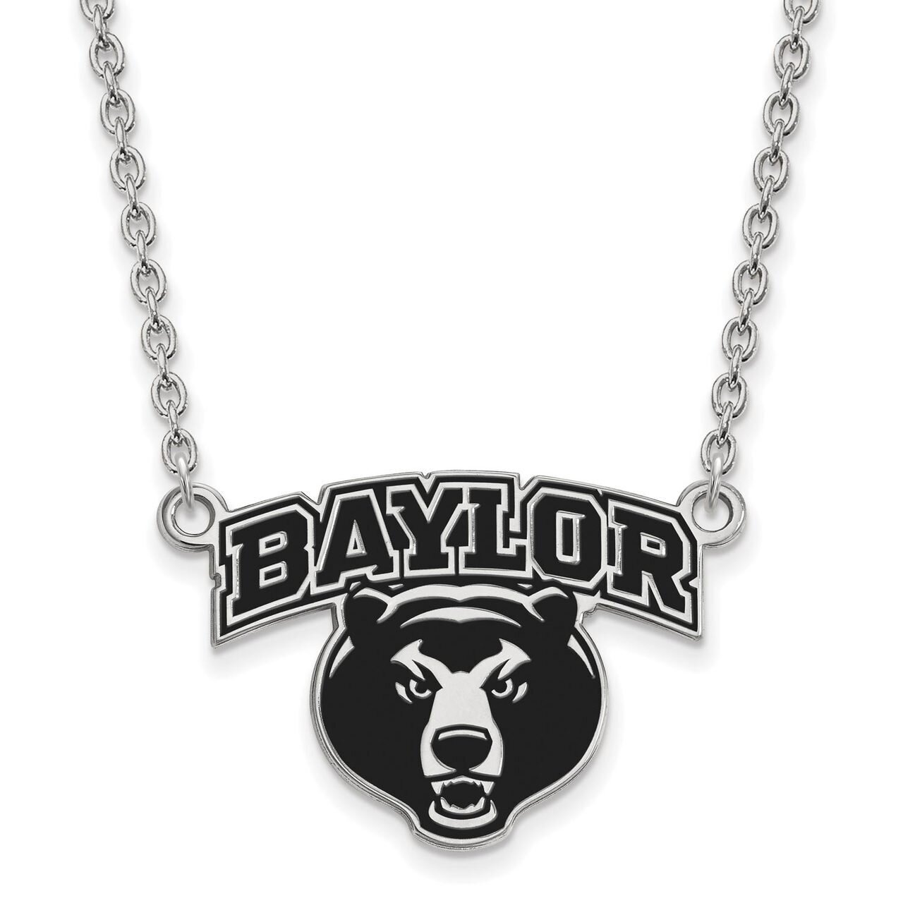 Baylor University Large Enamel Pendant with Chain Necklace Sterling Silver SS051BU-18