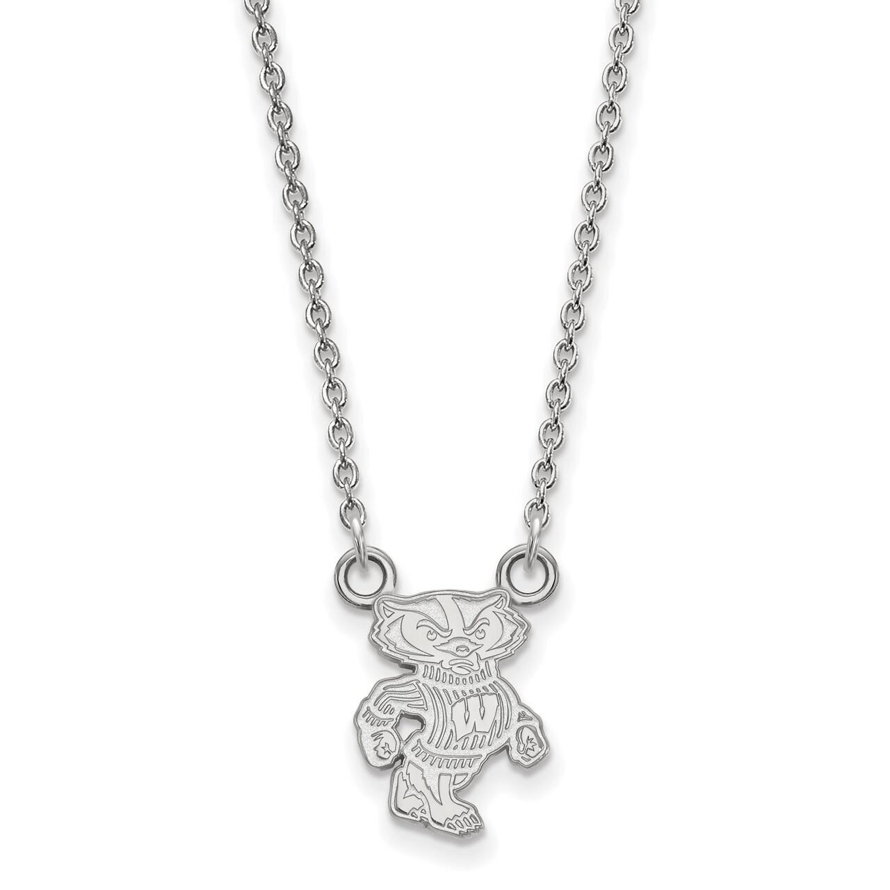 University of Wisconsin Small Pendant with Chain Necklace Sterling Silver SS054UWI-18, MPN: SS054UW…