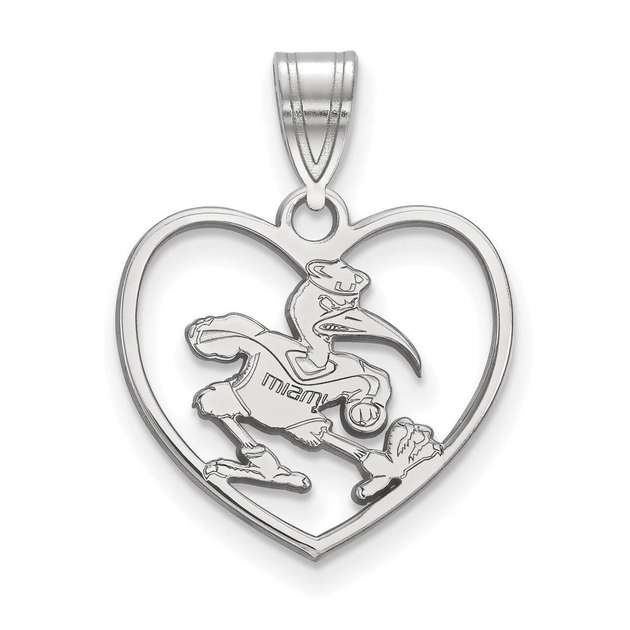 University of Miami Pendant in Heart Sterling Silver SS058UMF, MPN: SS058UMF, 886774723846
