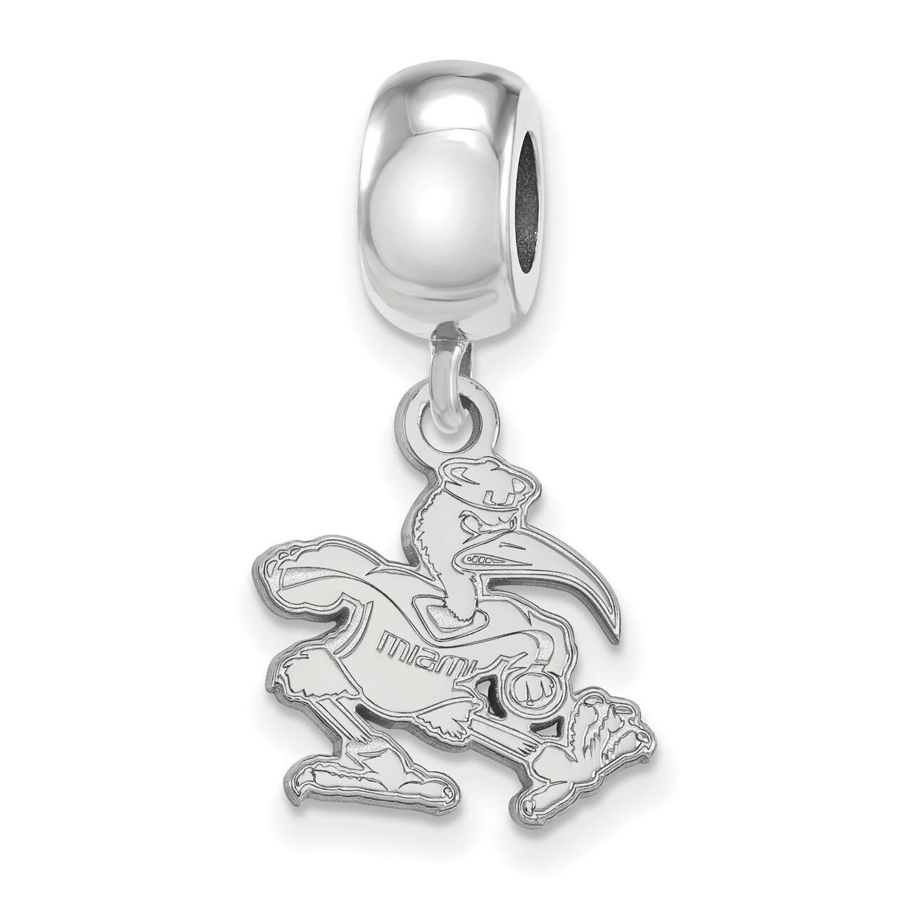 University of Miami Bead Charm Small Dangle Sterling Silver SS065UMF
