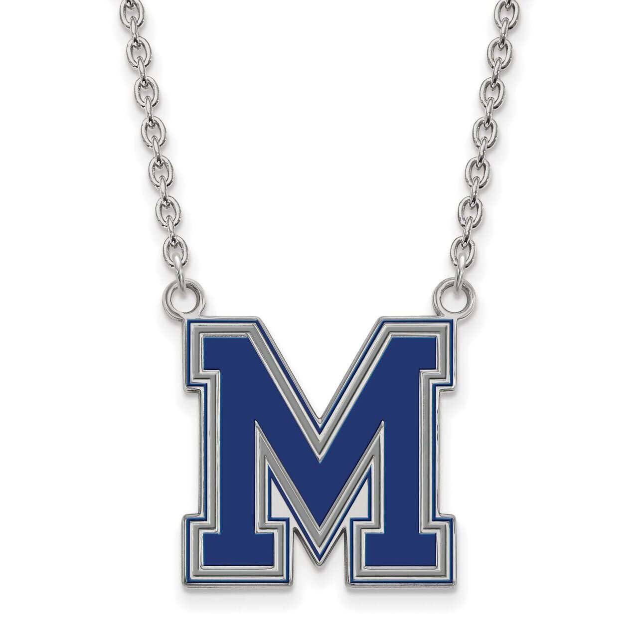 University of Memphis Large Enamel Pendant with Chain Necklace Sterling Silver SS065UMP-18, MPN: SS…