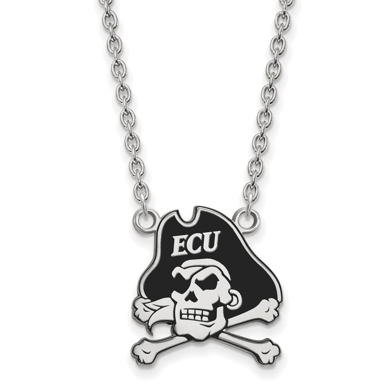 East Carolina University Large Enamel Pendant with Chain Necklace Sterling Silver SS069ECU-18