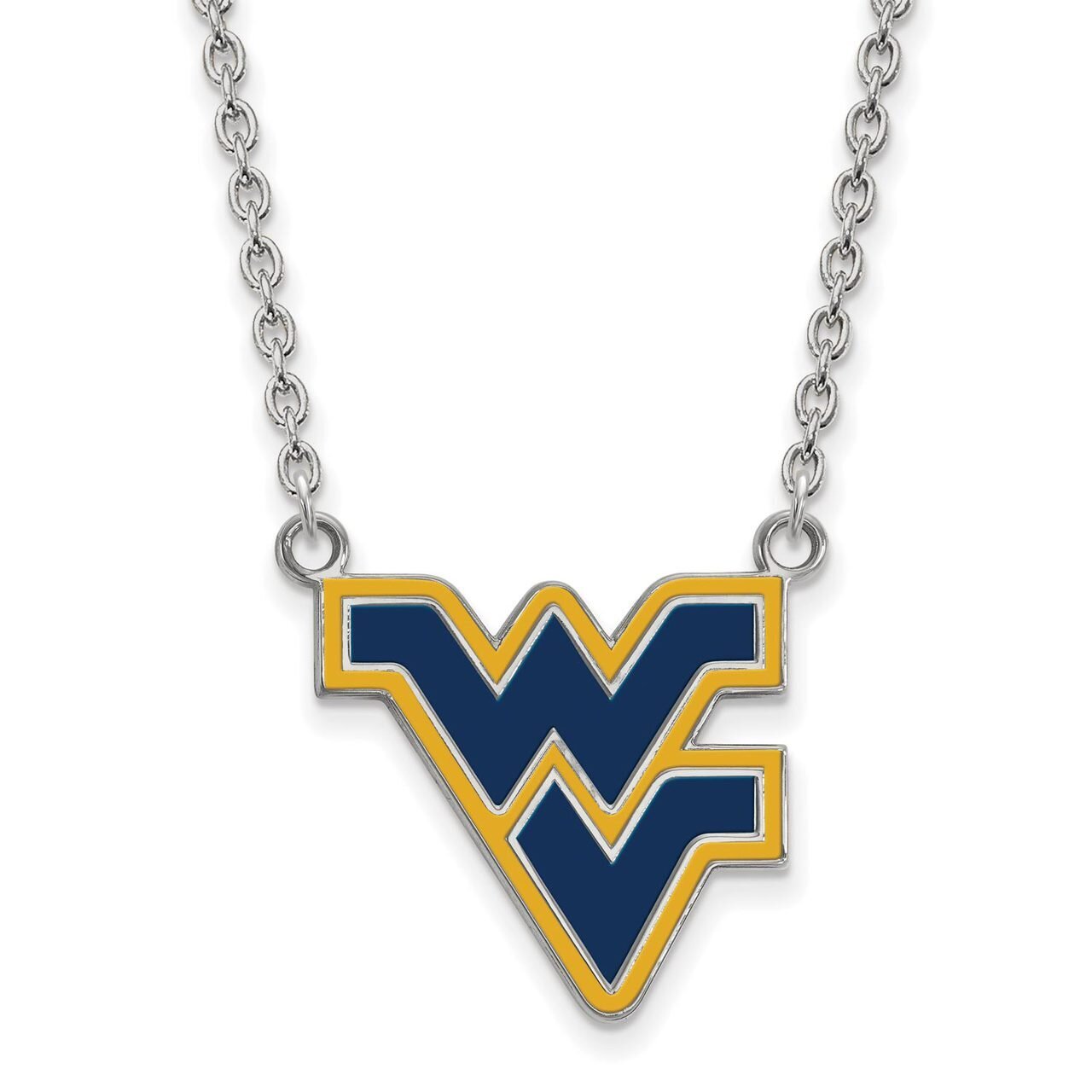 West Virginia University Large Enamel Pendant with Chain Necklace Sterling Silver SS071WVU-18, MPN:…