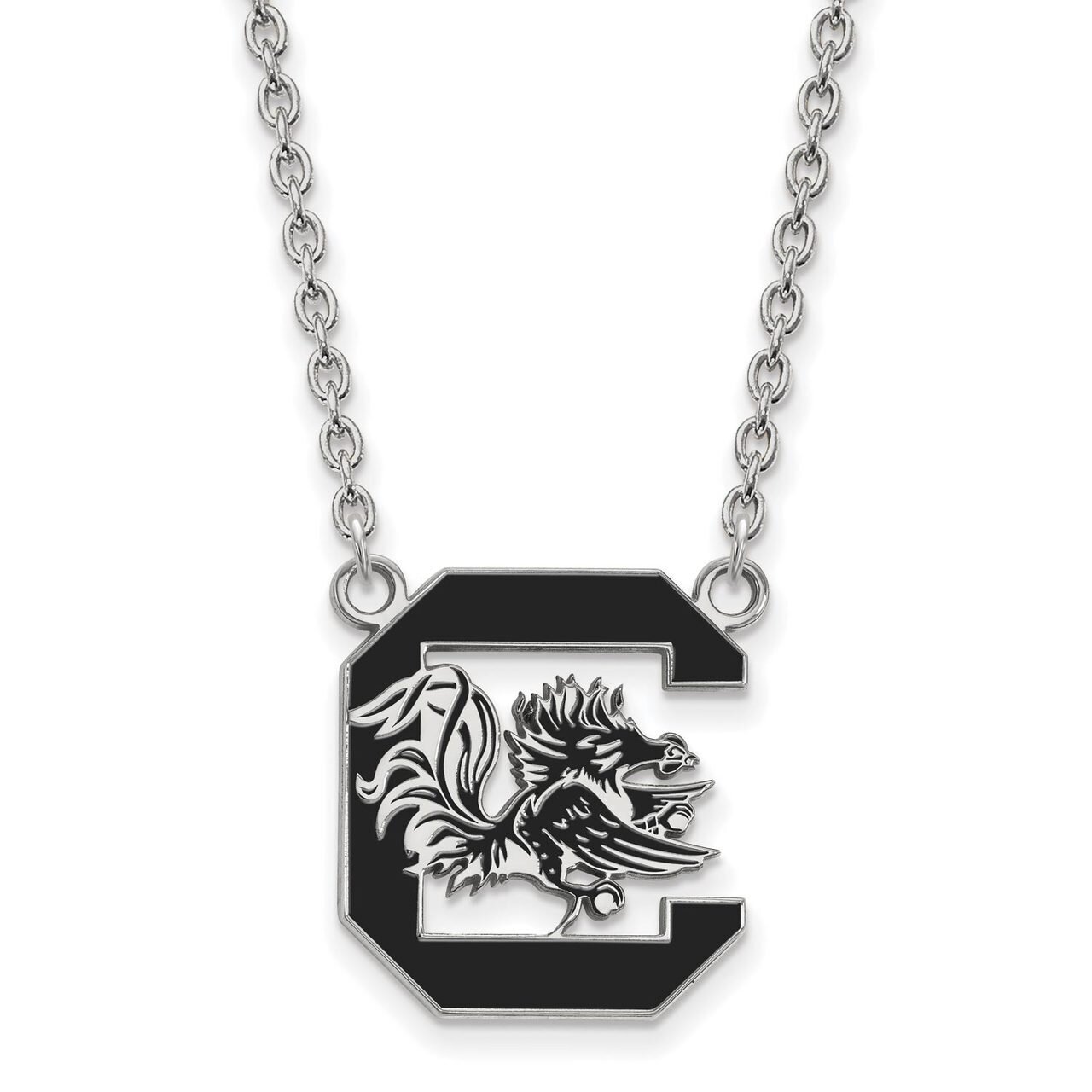 University of South Carolina Large Enamel Pendant with Chain Necklace Sterling Silver SS072USO-18
