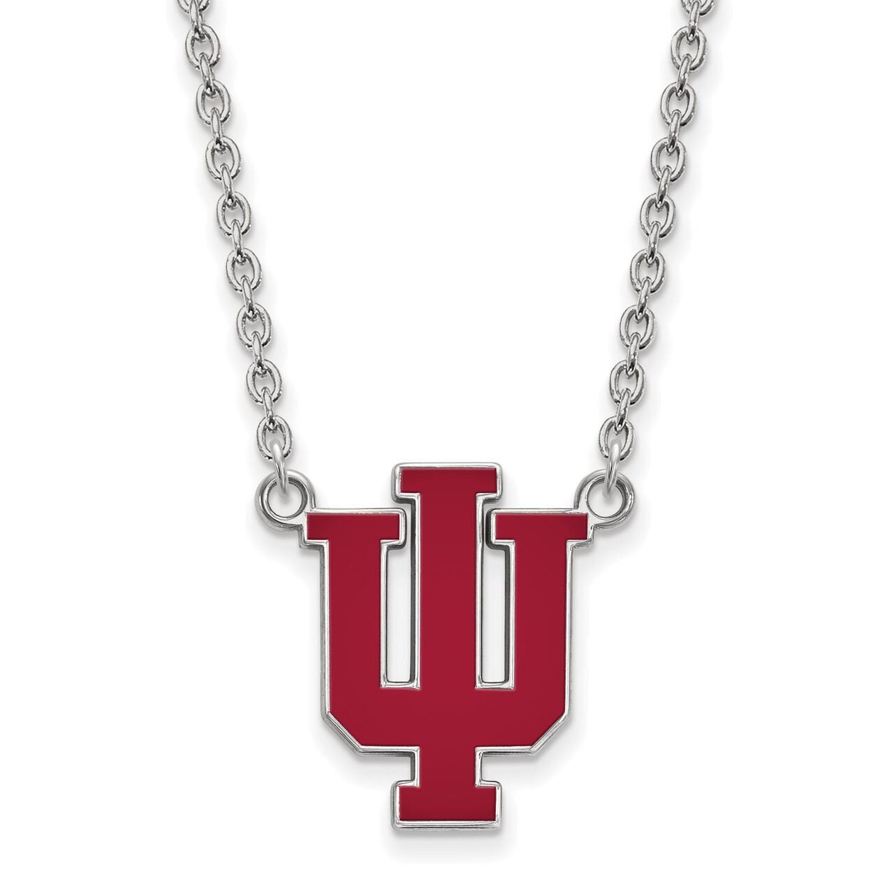Indiana University Large Enamel Pendant with Chain Necklace Sterling Silver SS073IU-18