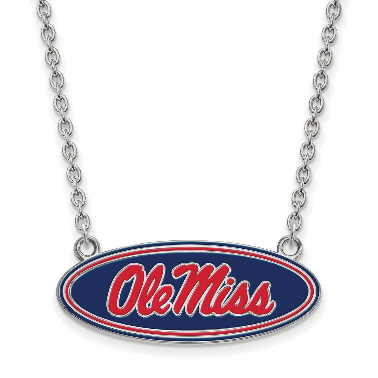 University of Mississippi Large Enamel Pendant with Chain Necklace Sterling Silver SS078UMS-18, MPN…