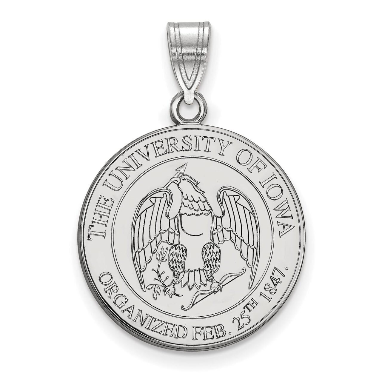 University of Iowa Large Crest Pendant Sterling Silver SS079UIA