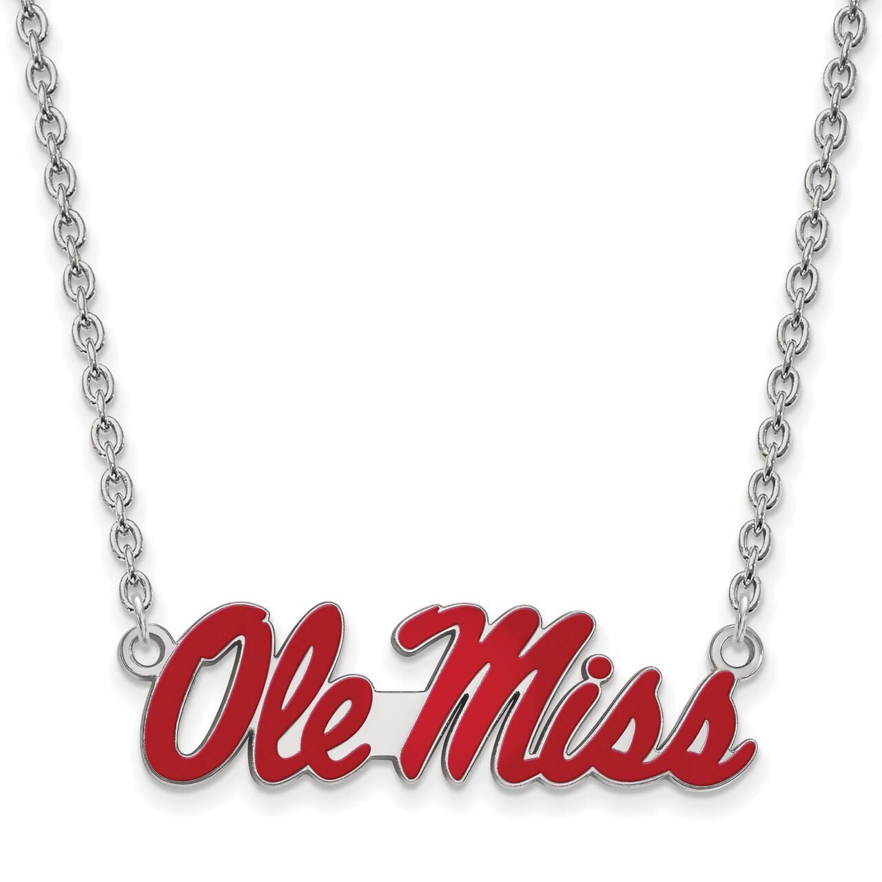 University of Mississippi Large Enamel Pendant with Chain Necklace Sterling Silver SS079UMS-18, MPN…