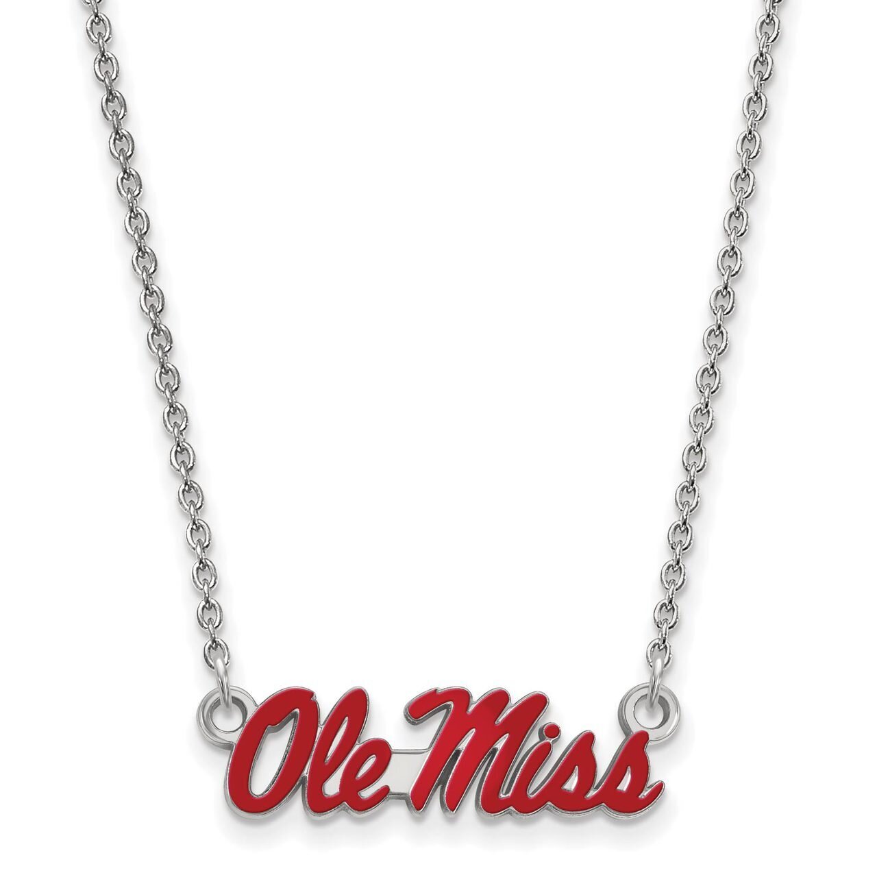 University of Mississippi Small Enamel Pendant with Chain Necklace Sterling Silver SS080UMS-18, MPN…