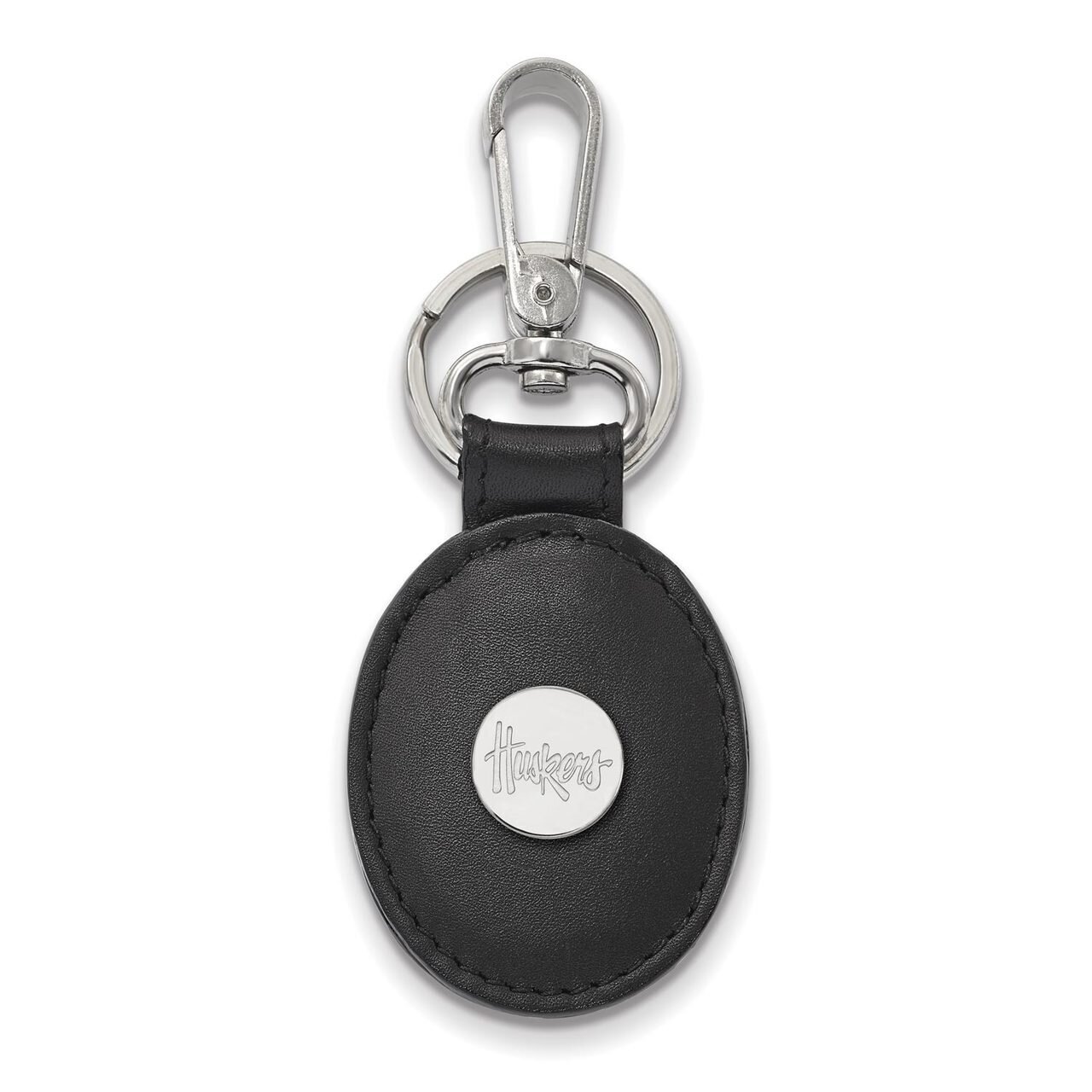 University of Nebraska Black Leather Oval Key Chain Sterling Silver SS080UNE-K1, MPN: SS080UNE-K1, …