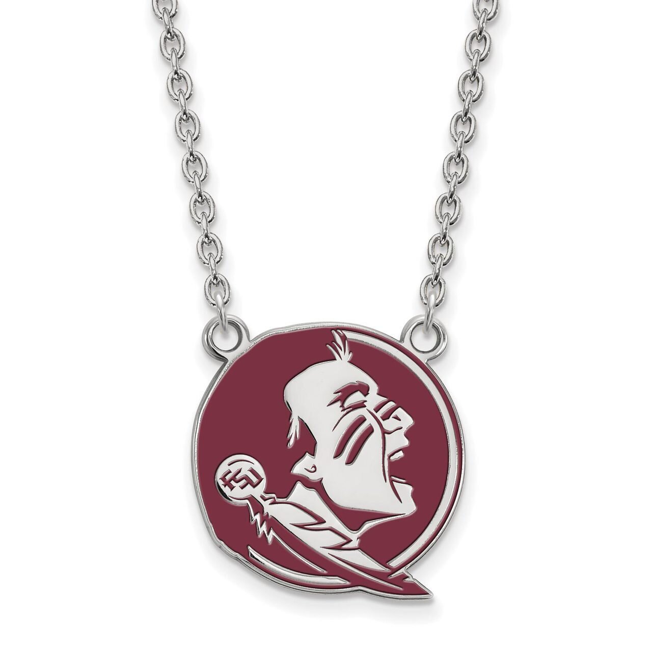 Florida State University Large Enamel Pendant with Chain Necklace Sterling Silver SS089FSU-18