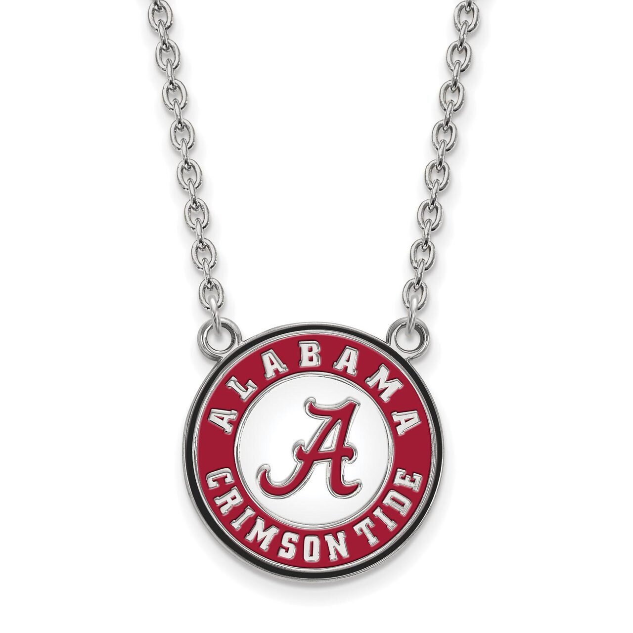 University of Alabama Large Enamel Pendant with Chain Necklace Sterling Silver SS092UAL-18