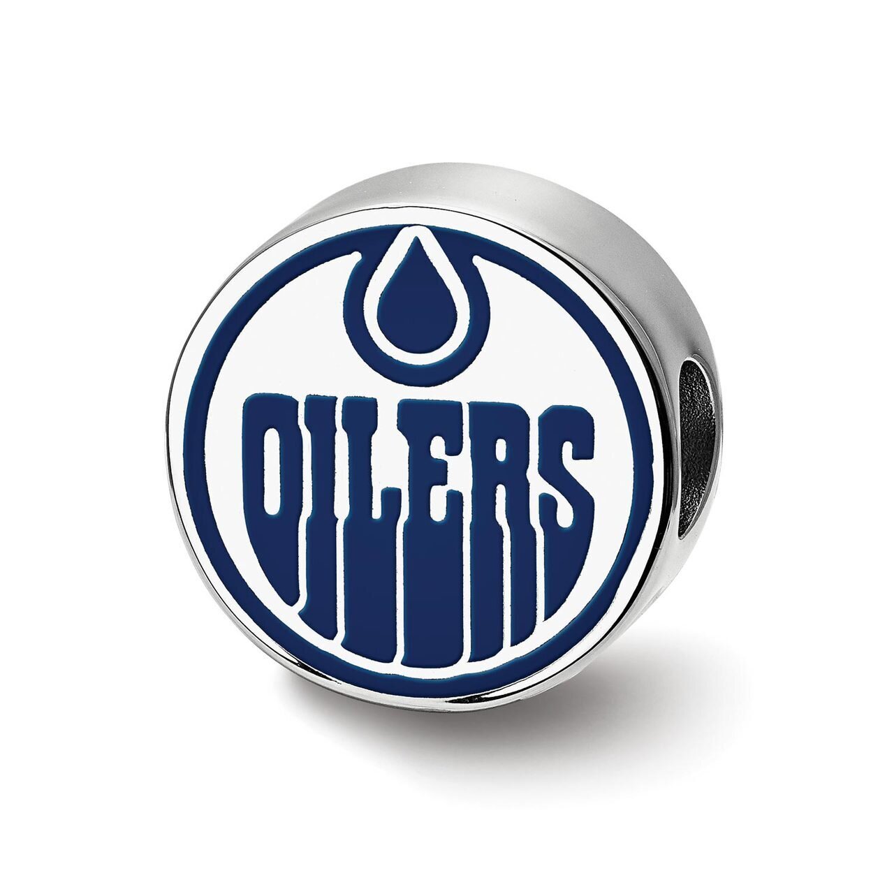 Edmonton Oilers Oilers on Puck Enameled Logo Bead Sterling Silver SS500OIL