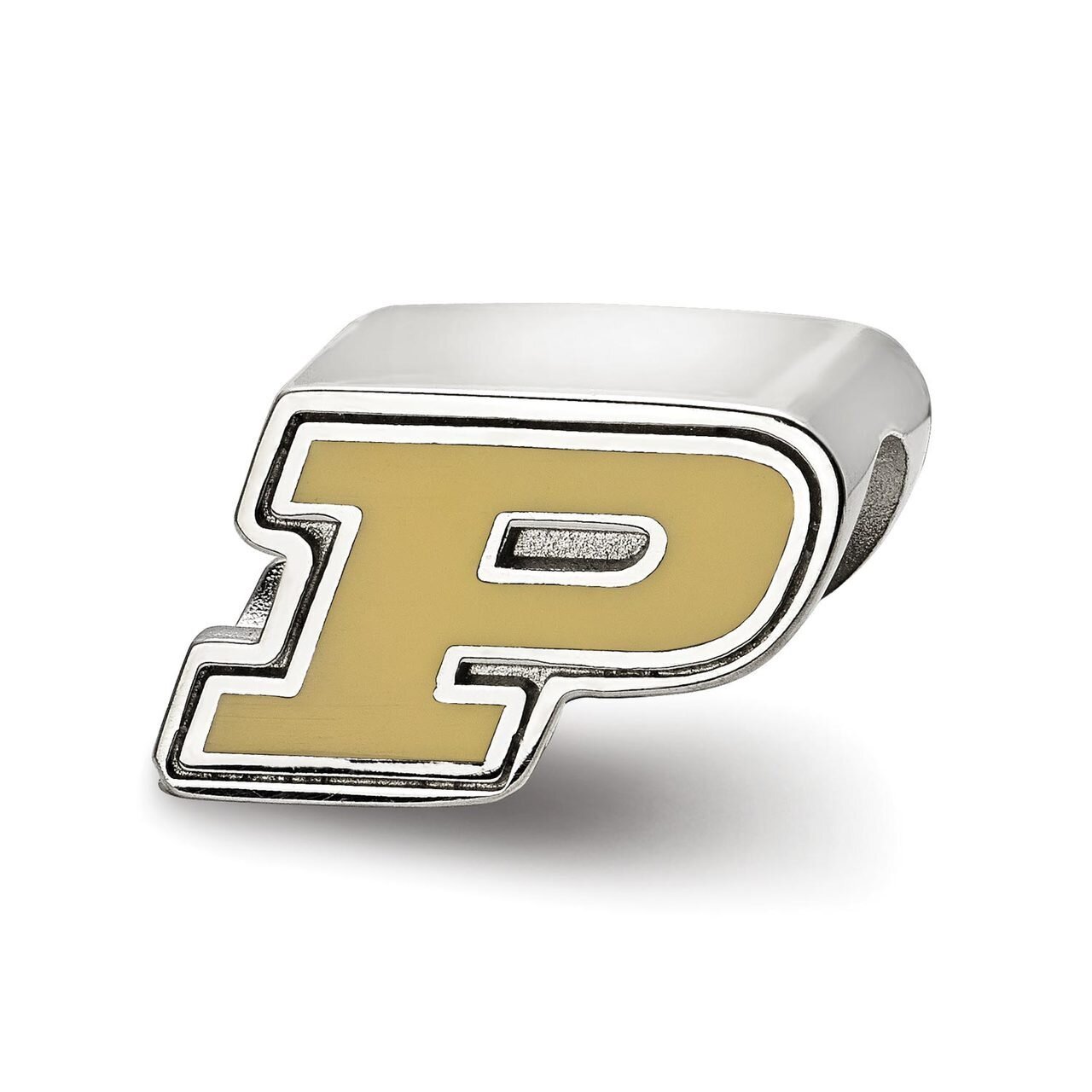 Purdue University P Athletic Mark Enameled Logo Bead Sterling Silver SS500PU