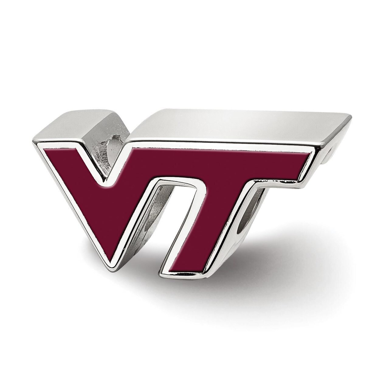 Virginia Tech VT Enameled Logo Bead Sterling Silver SS500VTE