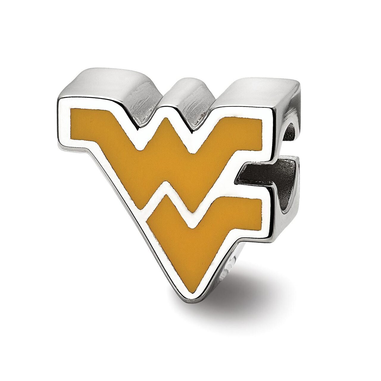 West Virginia University WV Enameled Logo Bead Sterling Silver SS500WVU