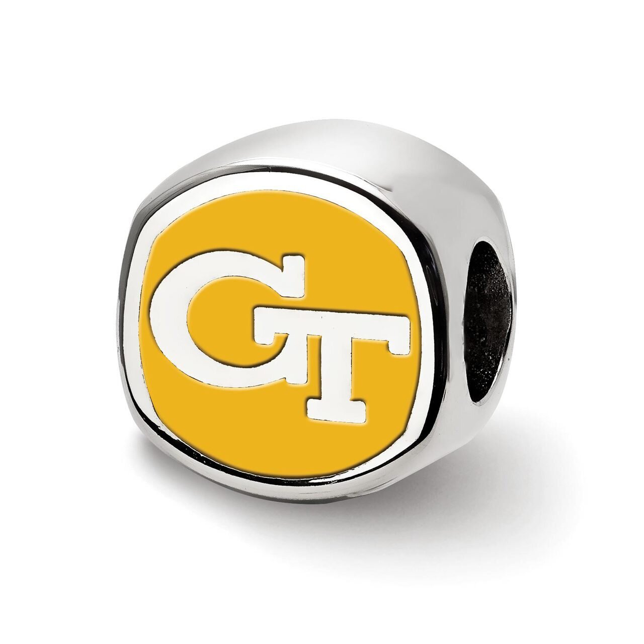 Georgia Institute of Technology GT Cushion Shaped Double Logo Bead Sterling Silver SS501GT