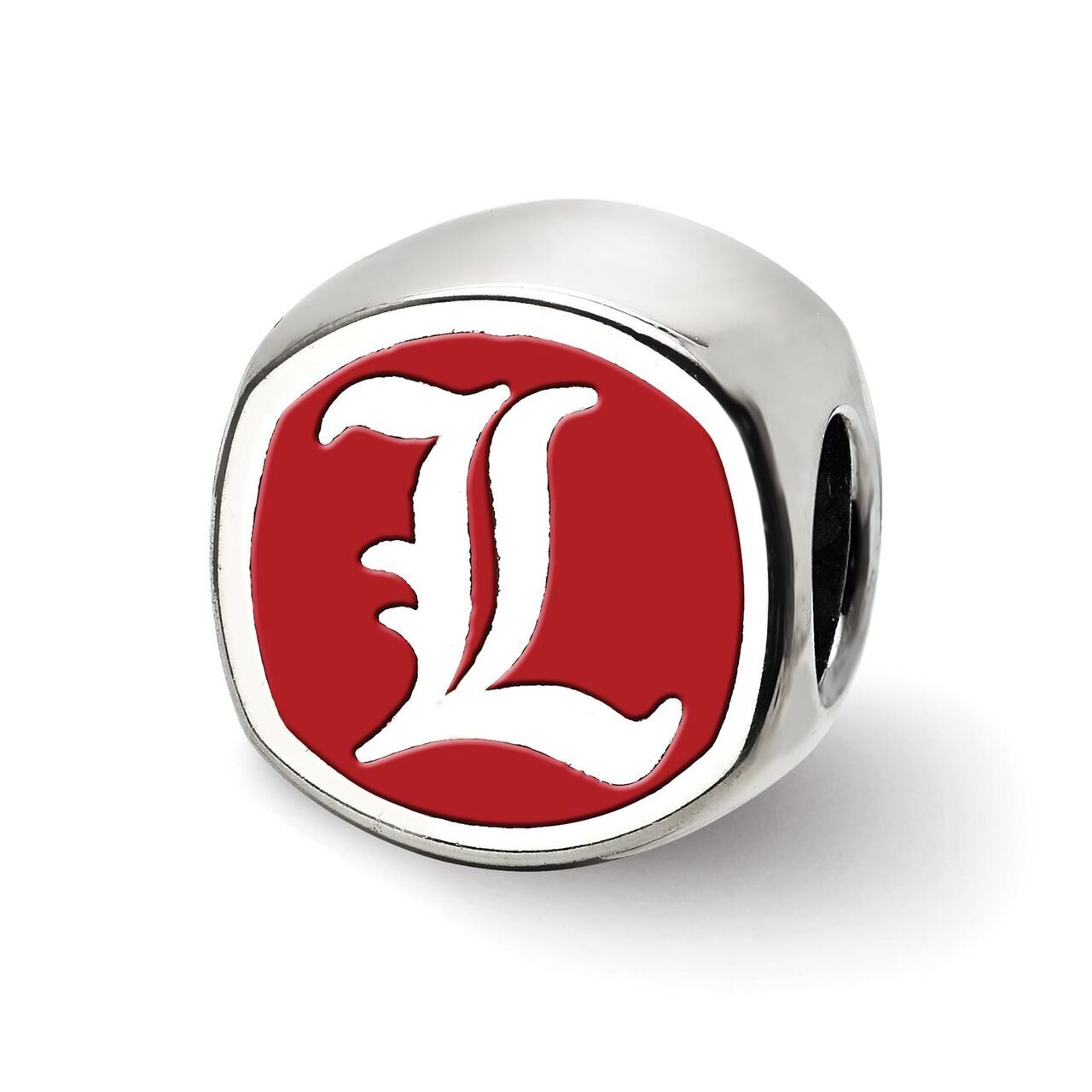 University of Louisville L Cushion Shaped Double Logo Bead Sterling Silver SS501UL