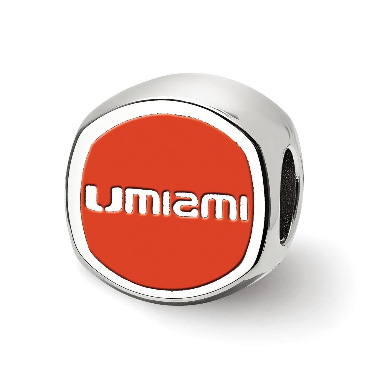 University of Miami U Cushion Shaped Double Logo Bead Sterling Silver SS501UMF, MPN: SS501UMF, 8106…