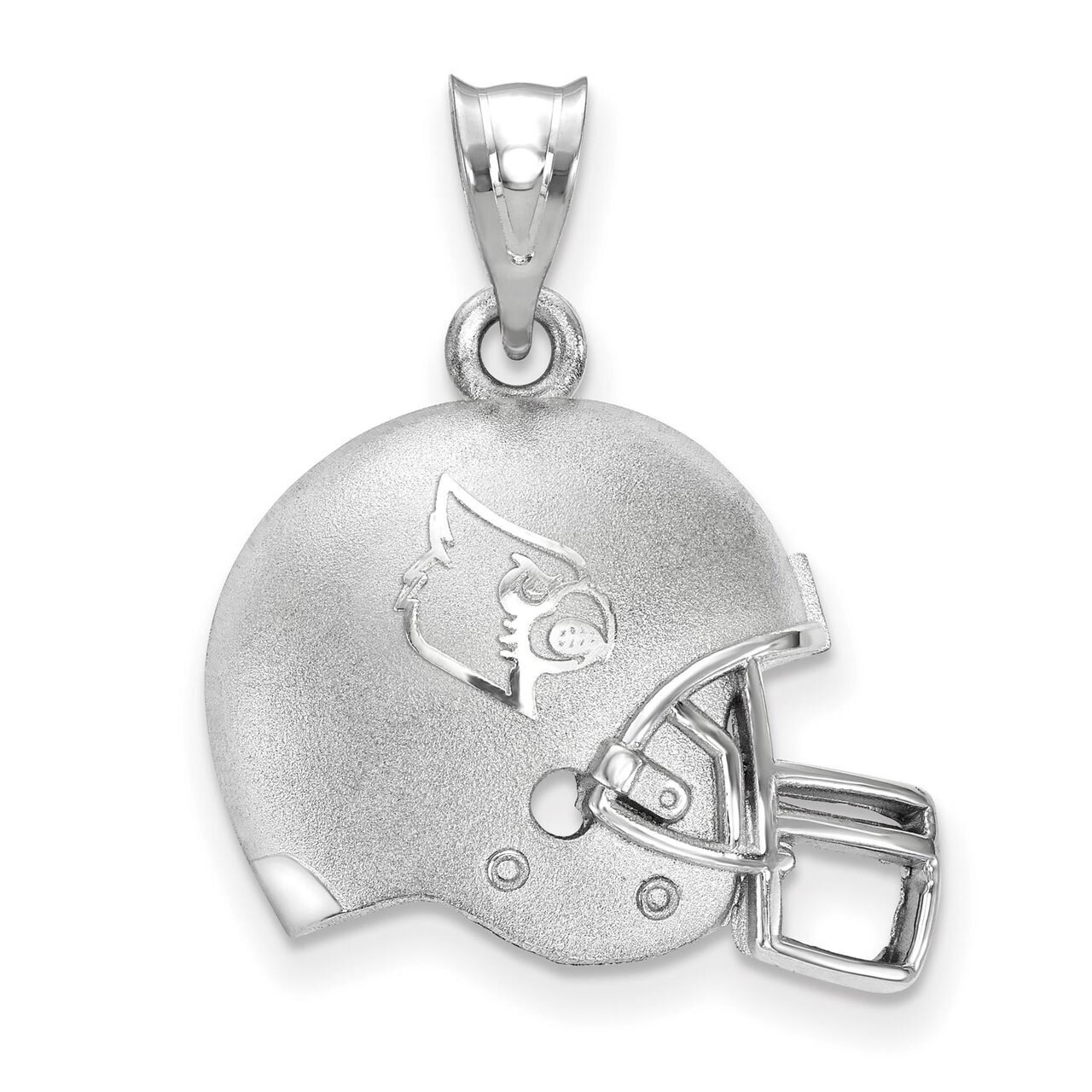 University of Louisville Cardinal 3D Football helmet with Logo Pendant Sterling Silver SS505UL, MPN…