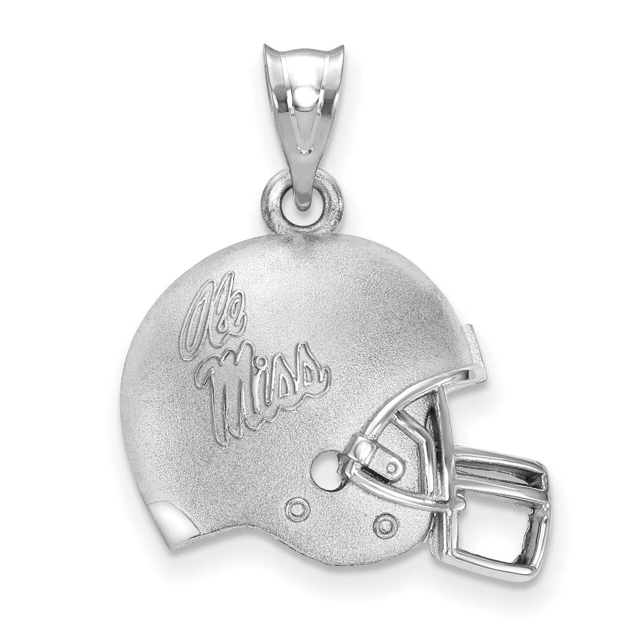 University of Mississippi Ole Miss 3D Football helmet with Logo Pendant Sterling Silver SS505UMS