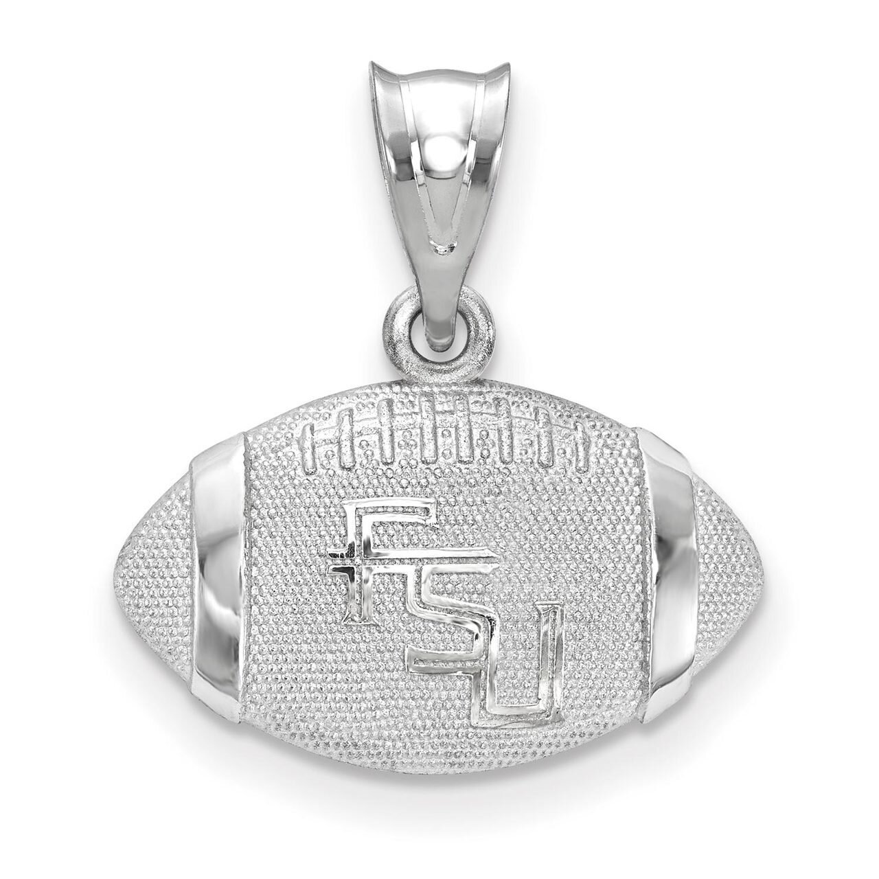 Florida State University FSU Staggered Letters 3D Football with Logo Pendant Sterling Silver SS506FSU