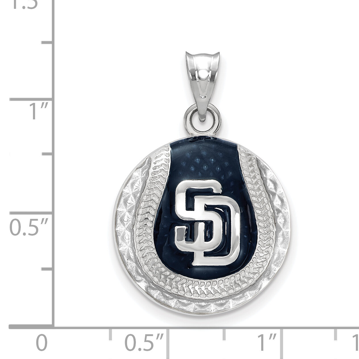 San Diego Padres SD Interlocking Baseball Enameled Pendant Sterling Silver SS519PAD