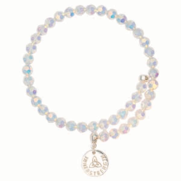 Nikki Lissoni Bangle with Clear Facet Round Glass Beads of 6mm with One Fixed Charm Inner Strength …