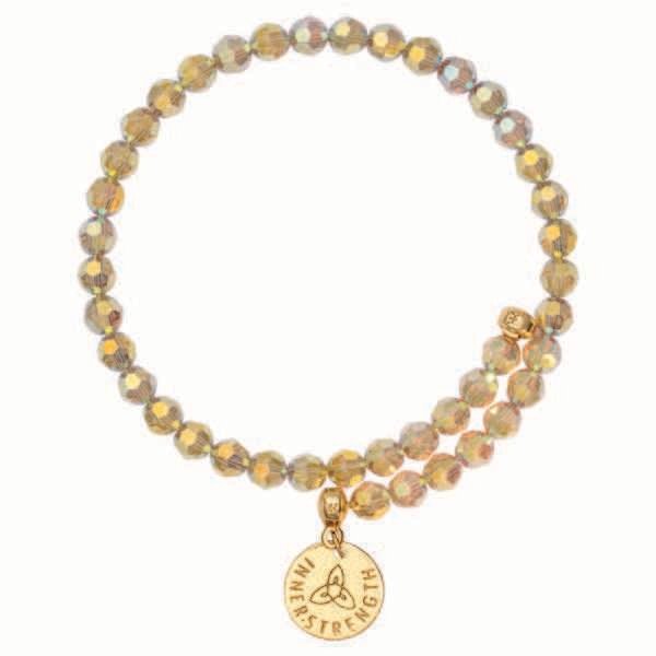 Nikki Lissoni Bangle with Golden Facet Round Glass Beads of 6mm with One Fixed Charm Inner Strength…