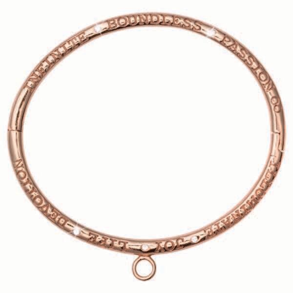 Nikki Lissoni Good Vibes Bangle Illuminate Joy Life Devotion Infinite Boundless Passion Rose Gold-P…