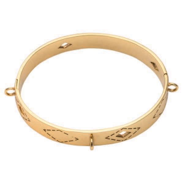 Nikki Lissoni Wild Spirit Bangle of 1cm with Three Loops Where Charms Can Be Attached Gold-Plated 1…