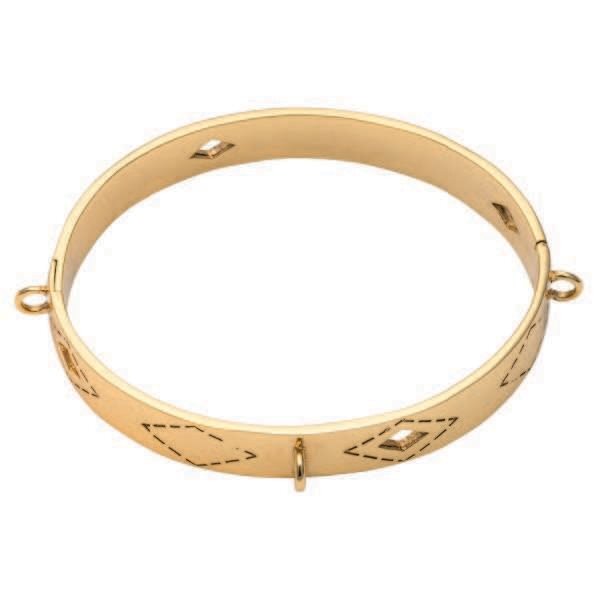 Nikki Lissoni Wild Spirit Bangle of 1cm with Three Loops Where Charms Can Be Attached Gold-Plated 21cm 8.2 inch B1073G21