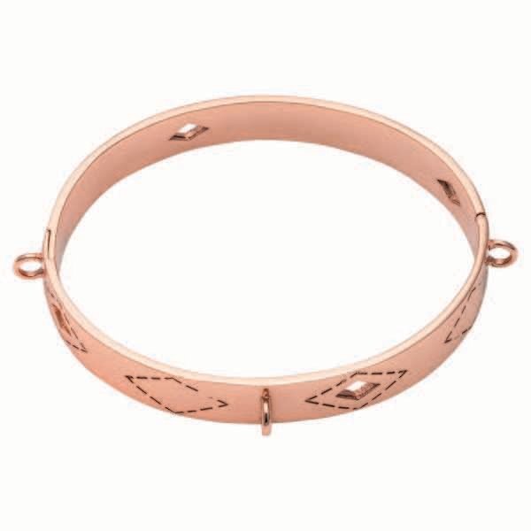 Nikki Lissoni Wild Spirit Bangle of 1cm with Three Loops Where Charms Can Be Attached Rose Gold-Pla…