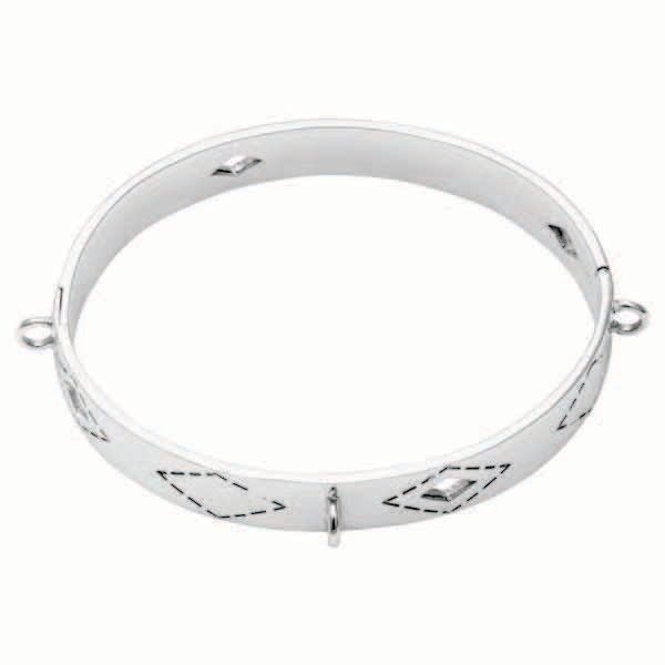 Nikki Lissoni Wild Spirit Bangle of 1cm with Three Loops Where Charms Can Be Attached Silver-Plated…