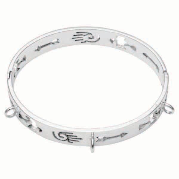 Nikki Lissoni Wild Heart Bangle of 1cm with Three Loops Where Charms Can Be Attached Silver-Plated …