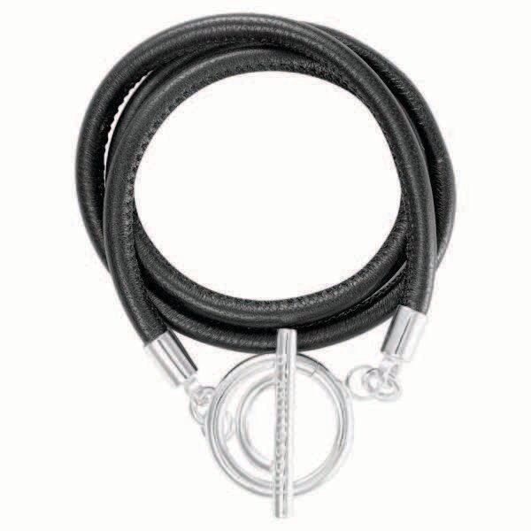 Nikki Lissoni Black Leather Cord Wrap Bracelet with Silver-Plated T-Bar Clasp 21cm 8.2 inch B1075S2…