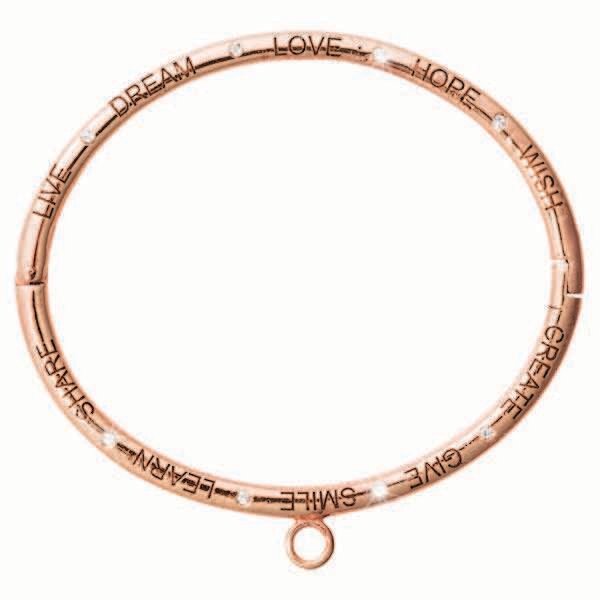Nikki Lissoni Good Vibes Bangle Live Dream Love Hope Wish Create Give Smile Learn Share Rose Gold-P…