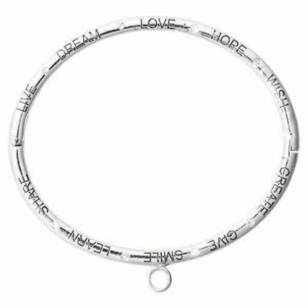 Nikki Lissoni Good Vibes Bangle Live Dream Love Hope Wish Create Give Smile Learn Share Silver-Plated 19cm 7.4 inch B1103S19