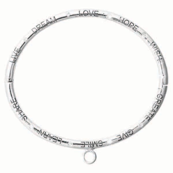 Nikki Lissoni Good Vibes Bangle Live Dream Love Hope Wish Create Give Smile Learn Share Silver-Plat…