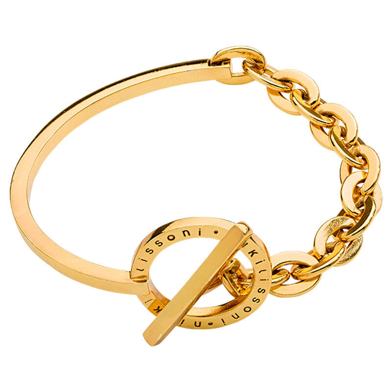 Nikki Lissoni Combined Bangle with Chain To Attach Charms Gold-Plated 19cm 7.4 inch B1108G19, MPN: …