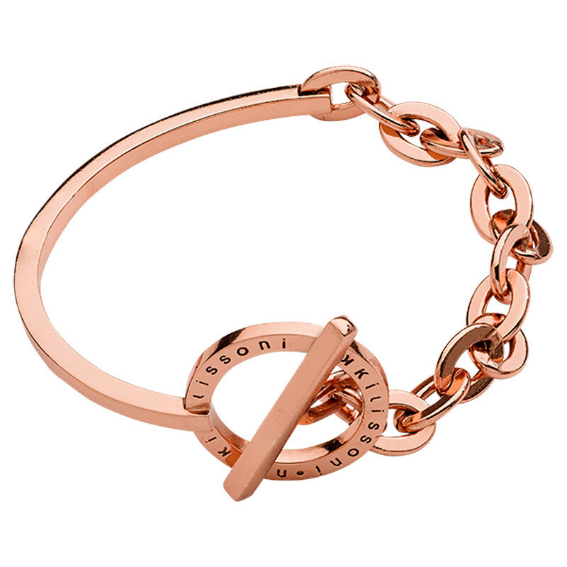 Nikki Lissoni Combined Bangle with Chain To Attach Charms Rose Gold-Plated 17cm 6.7 inch B1108RG17,…