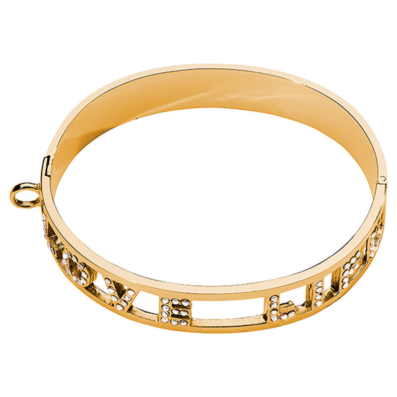 Nikki Lissoni Love Life Bangle with Swarovski Crystals of 1cm Gold-Plated 17cm 6.7 inch B1119G17