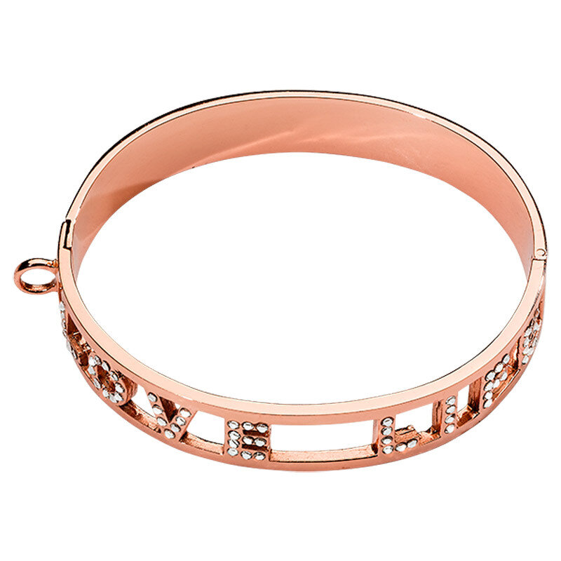 Nikki Lissoni Love Life Bangle with Swarovski Crystals of 1cm  Rose Gold-Plated 17cm 6.7 inch B1119…