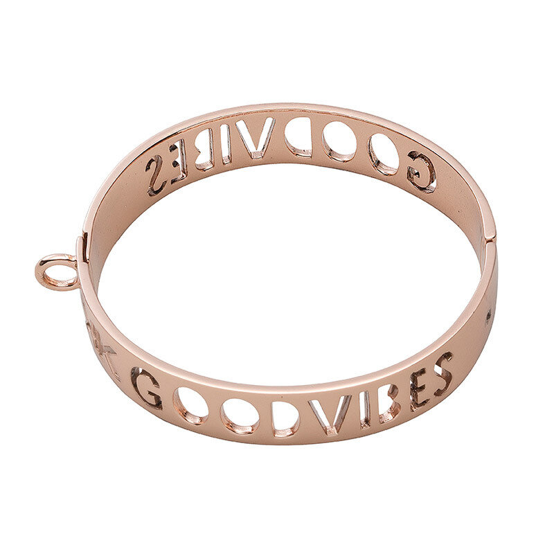 Nikki Lissoni Good Vibes Bangle of 1cm  Rose Gold-Plated 19cm 7.4 inch B1121RG19, MPN: B1121RG19, 8…